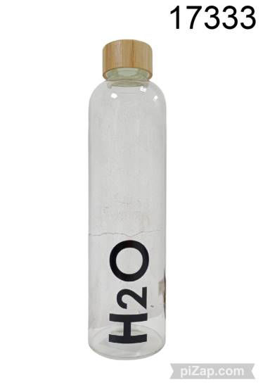 Imagen de BOTELLA VIDRIO H2O TAPA BAMBOO 3.26